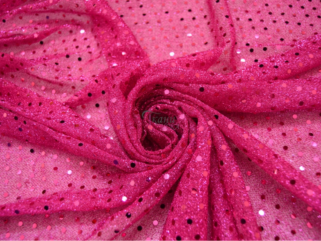 Сетка с пайетками розовая 0008 - фото 2