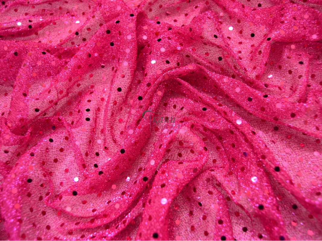 Сетка с пайетками розовая 0008 - фото 3