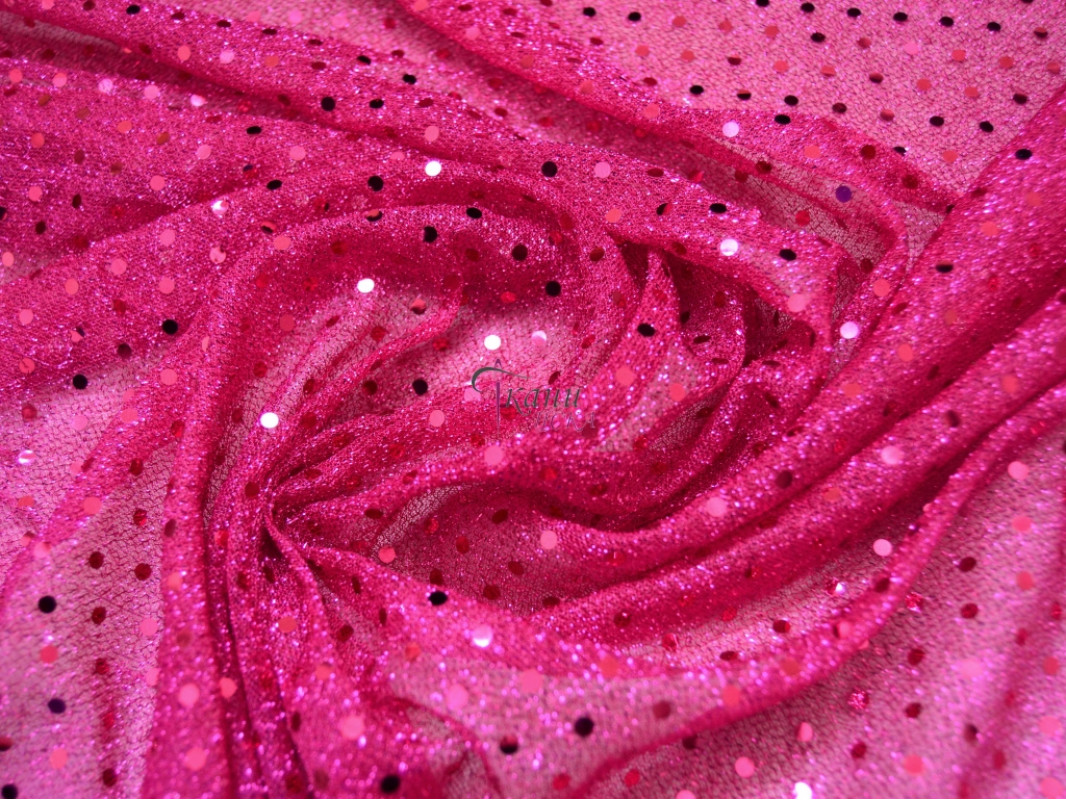 Сетка с пайетками розовая 0008