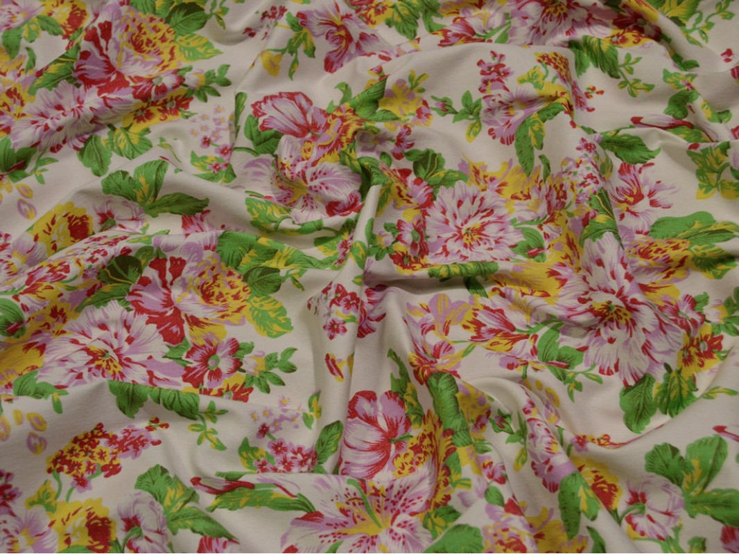 Джинсовая набивная ткань "Сочные цветы" 0055 - фото 3