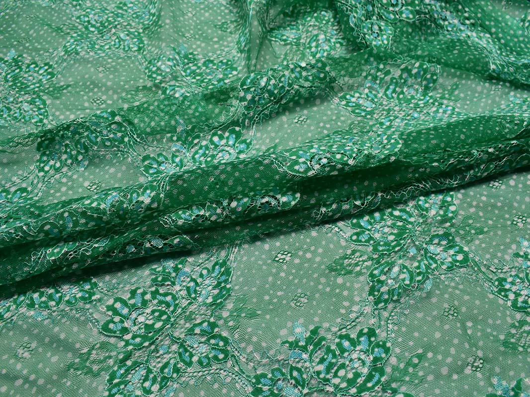 Гипюр зеленый с белым 00050 - фото 3