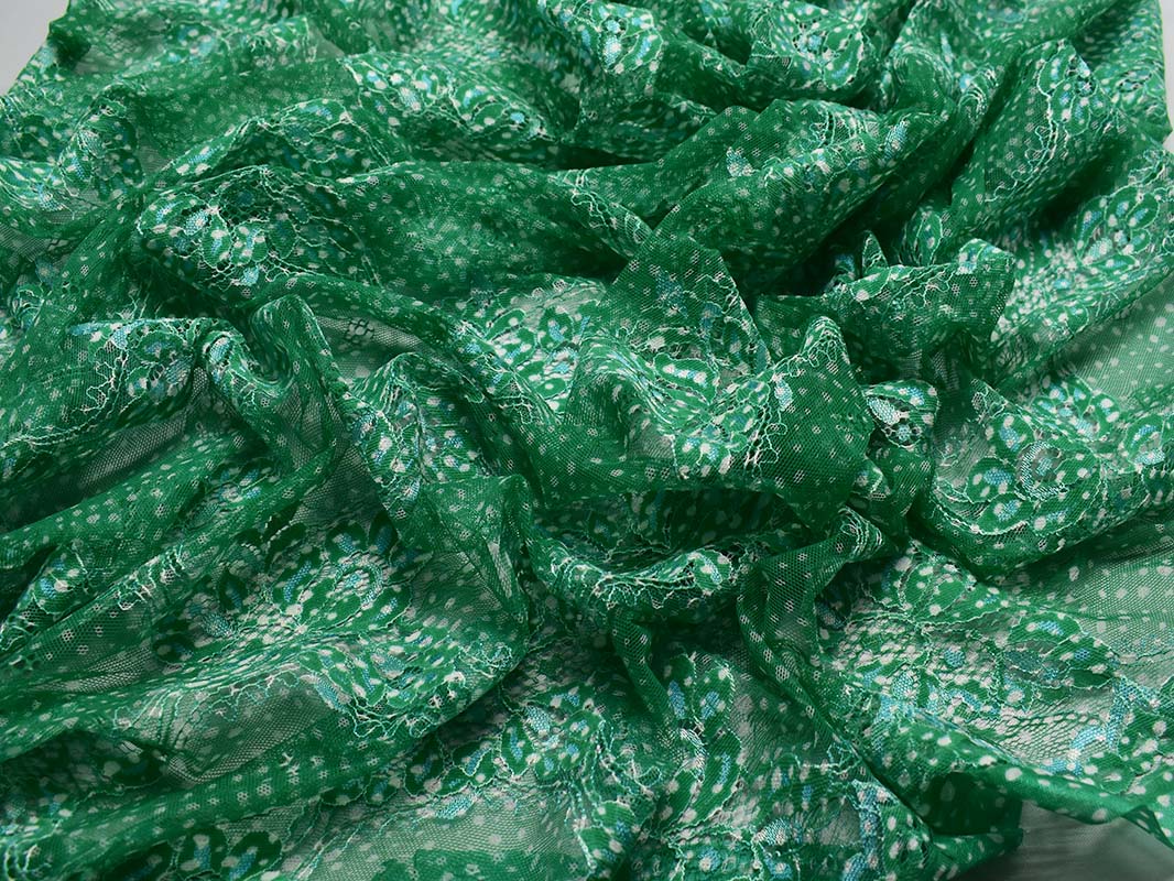 Гипюр зеленый с белым 00050 - фото 5