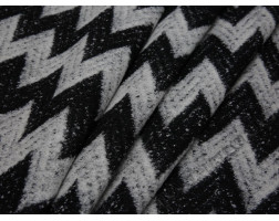 Пальтовая ткань серо-черный принт зигзаг
