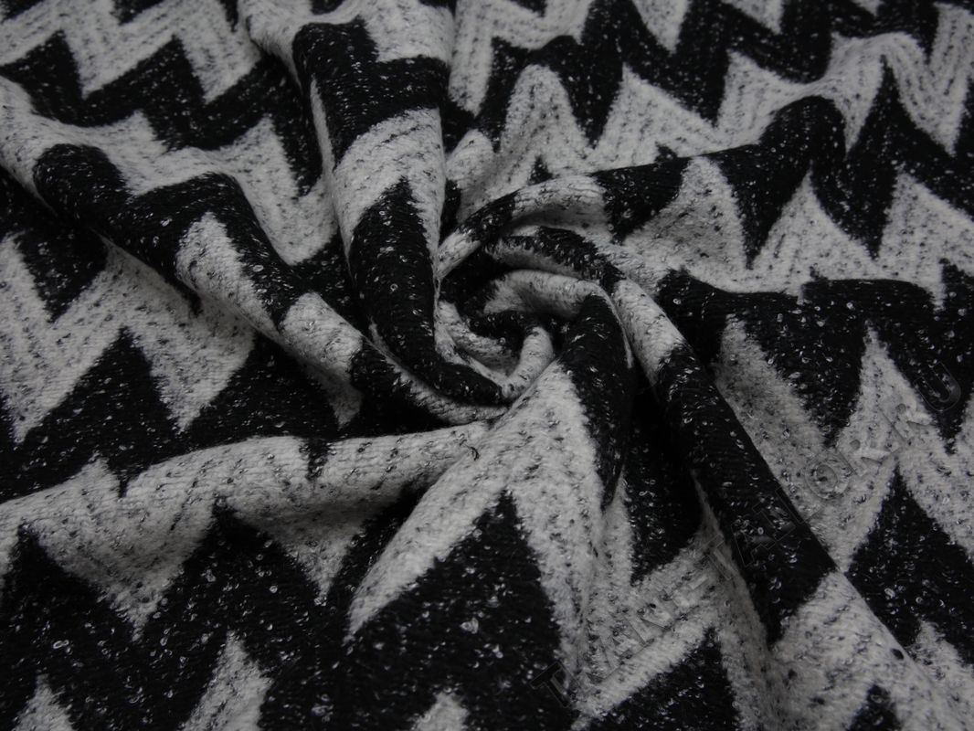 Пальтовая ткань серо-черный принт зигзаг - фото 4