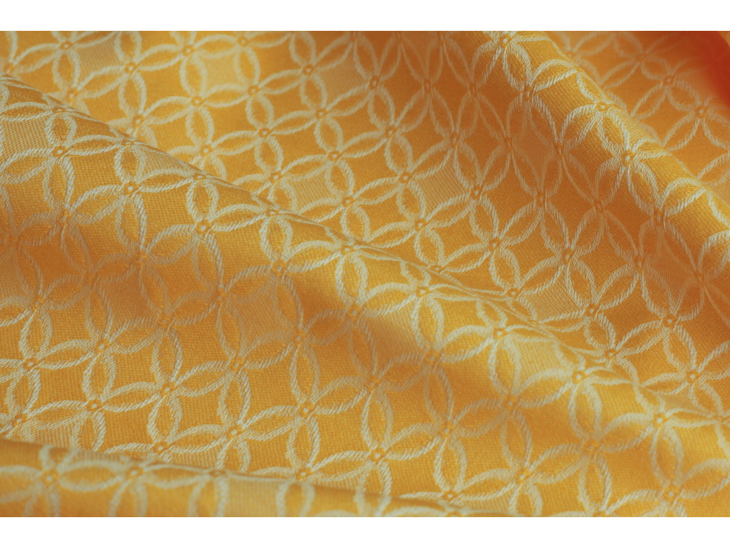 Костюмная ткань желтая с цветочным узором - фото 6