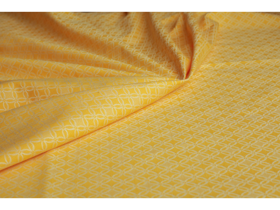 Костюмная ткань желтая с цветочным узором - фото 7