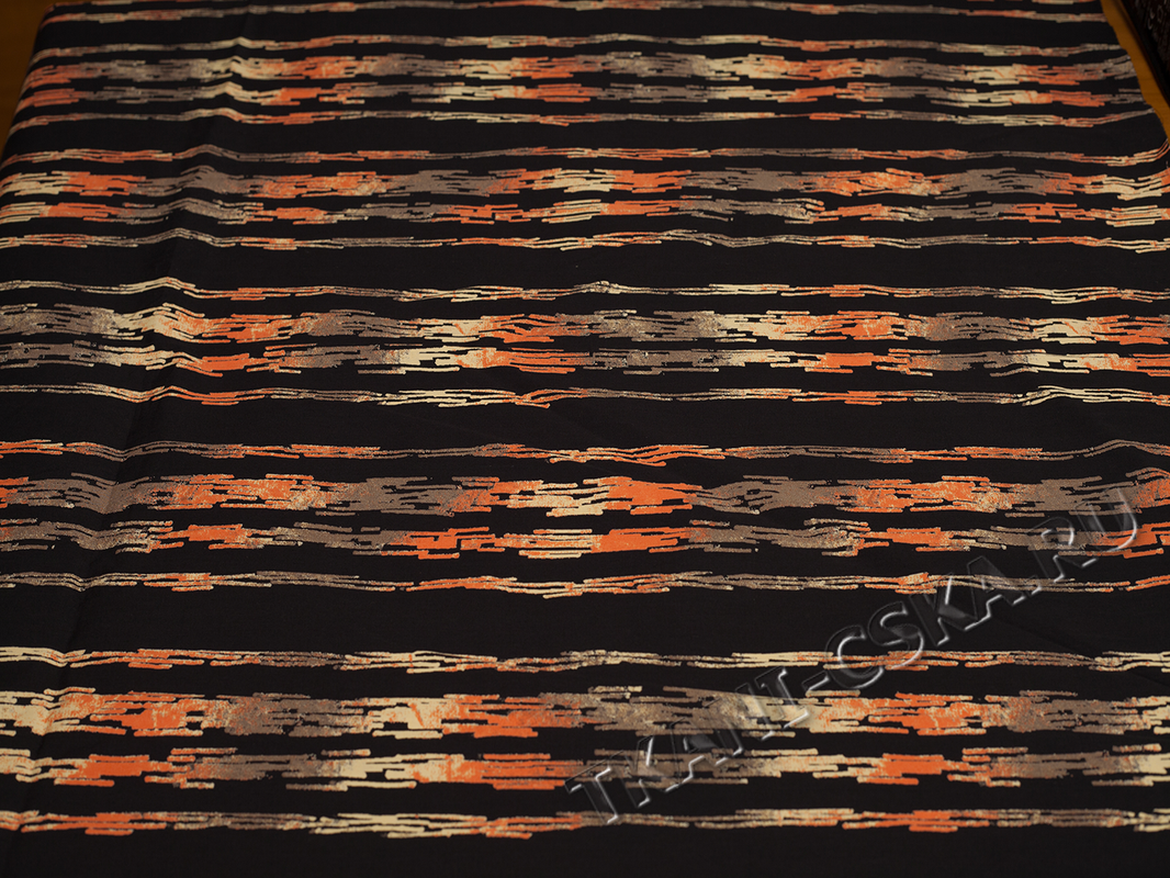Рубашечная ткань черная оранжевая полоска - фото 2