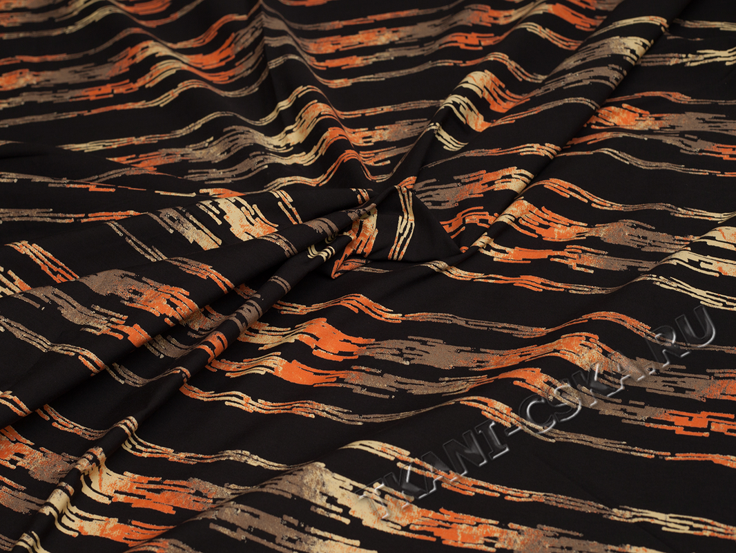 Рубашечная ткань черная оранжевая полоска - фото 1