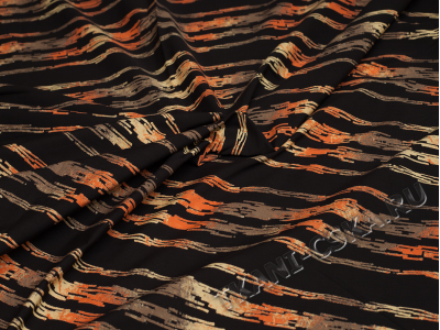 Рубашечная ткань черная оранжевая полоска - фото