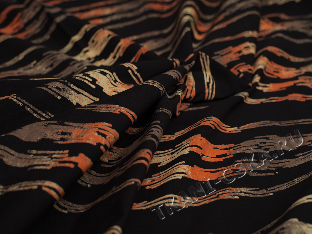 Рубашечная ткань черная оранжевая полоска - фото 4