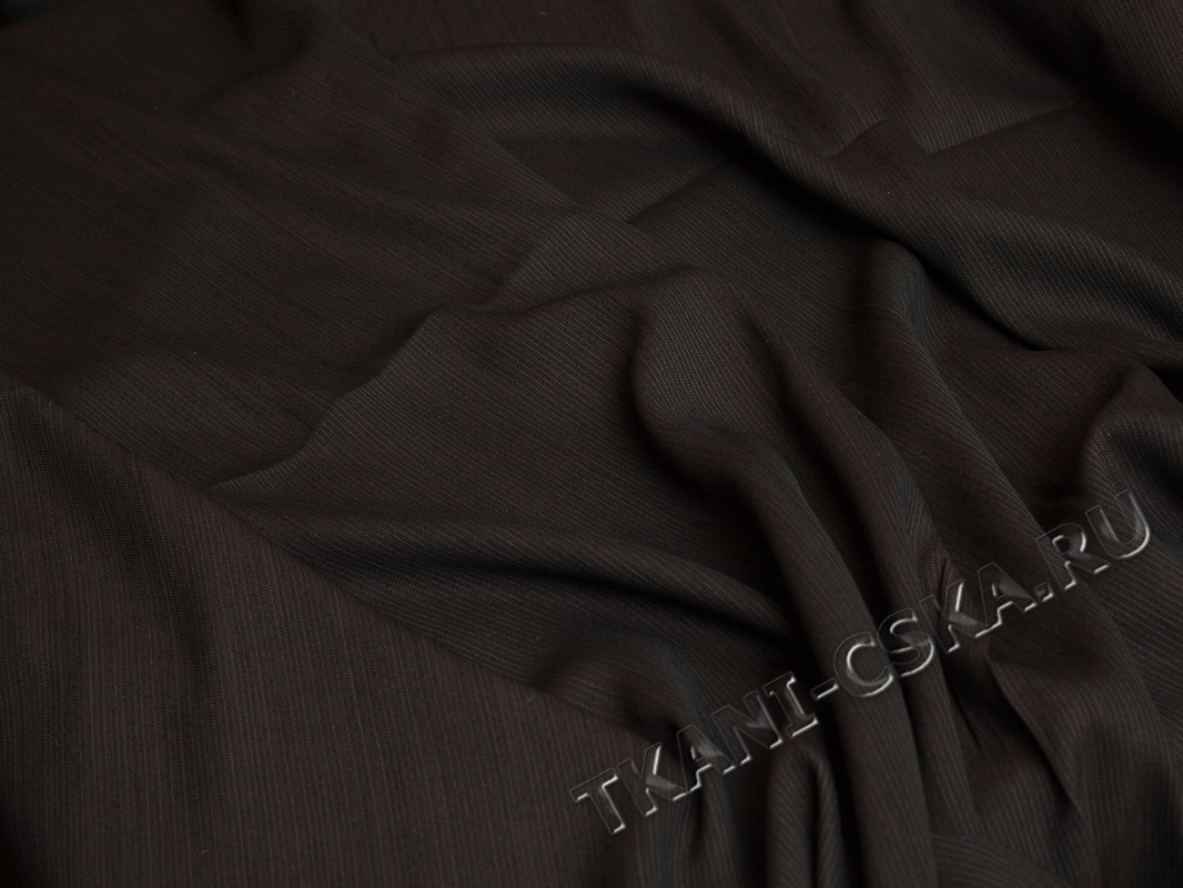 Плательная Тёмно-коричневая вискоза с шерстью - фото 1