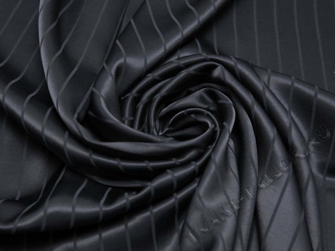 Подкладочная ткань гладкая серого цвета в полоску - фото 4