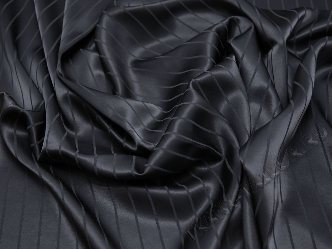 Подкладочная ткань гладкая серого цвета в полоску - фото 5