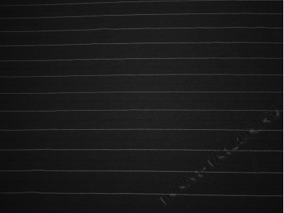 Костюмный хлопок черный с тонкой белой полоской - фото