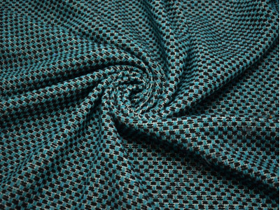 Пальтовая шерсть плетеная бирюзового цвета - фото