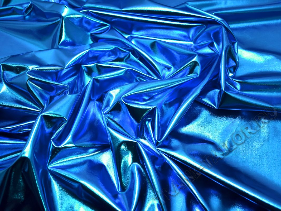 Трикотаж диско синего цвета - фото 5