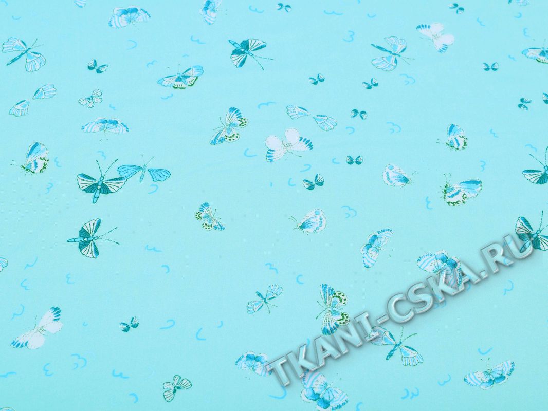 Плательная бирюзового цвета с бабочками - фото 2