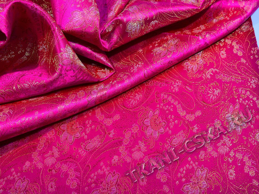 Китайский шелк Фуксия с цветами - фото 1
