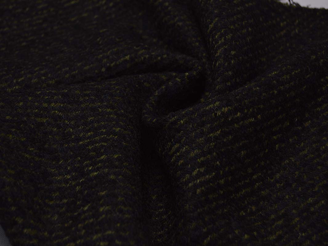 Пальтовая ткань черная в темно-зеленую крапинку 00044 - фото 4