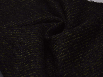 Пальтовая ткань черная в темно-зеленую крапинку 00044 - фото