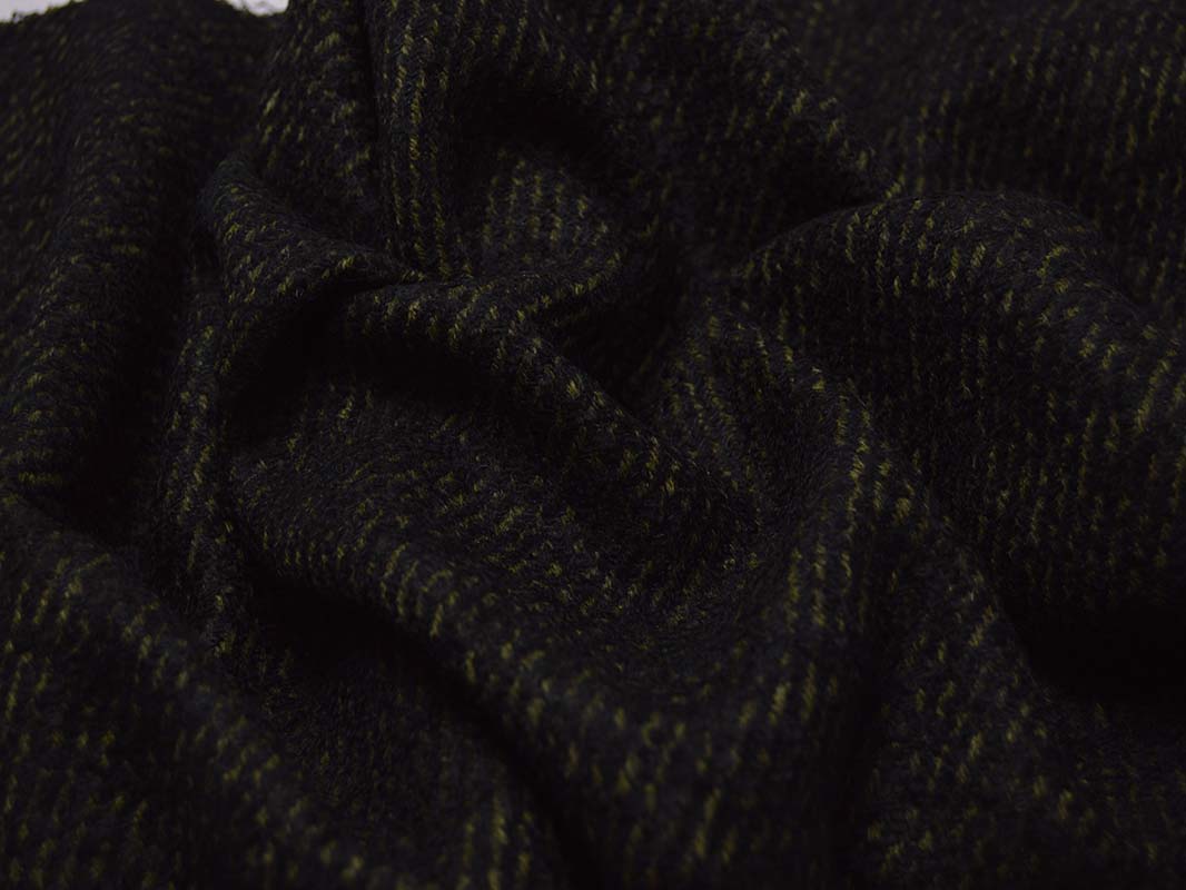 Пальтовая ткань черная в темно-зеленую крапинку 00044 - фото 5