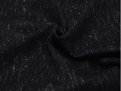 Пальтовая ткань черная в белую крапинку 00051 - фото