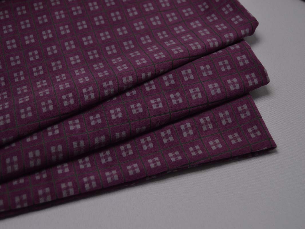 Костюмная ткань Фиолетовая Клетка С Серым 00056 - фото 3