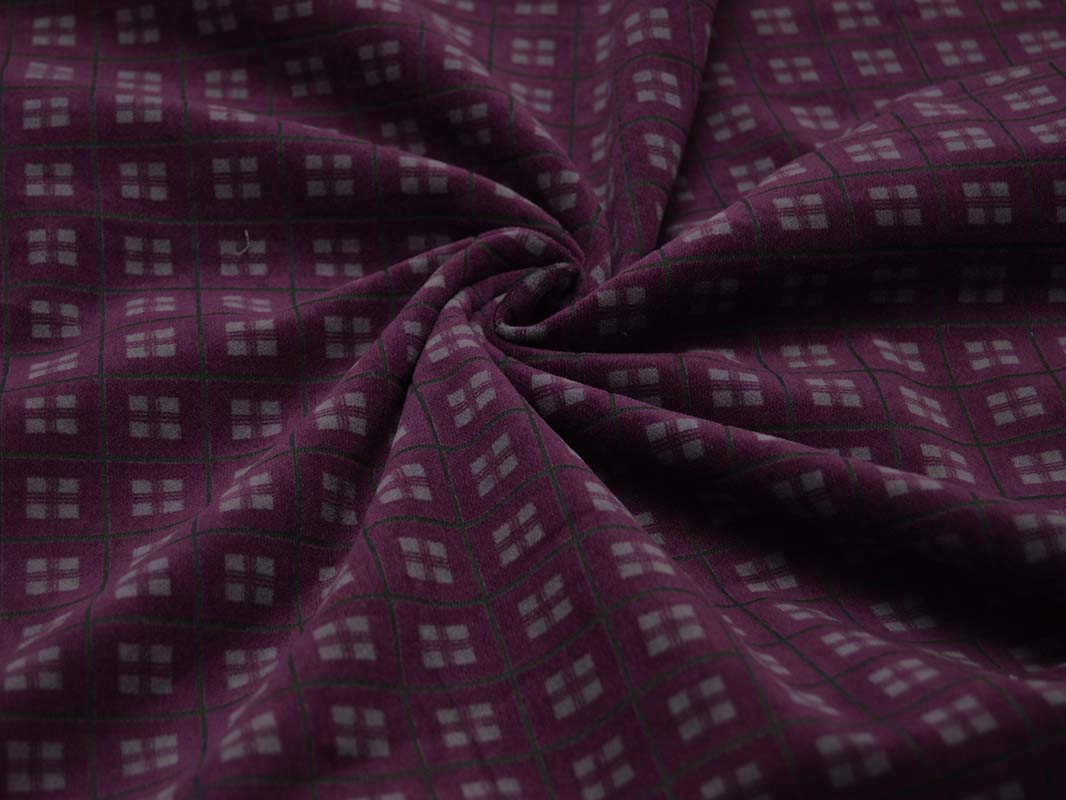 Костюмная ткань Фиолетовая Клетка С Серым 00056 - фото 1