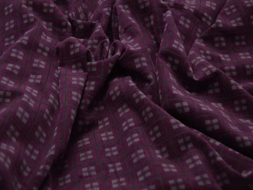 Костюмная ткань Фиолетовая Клетка С Серым 00056 - фото 5