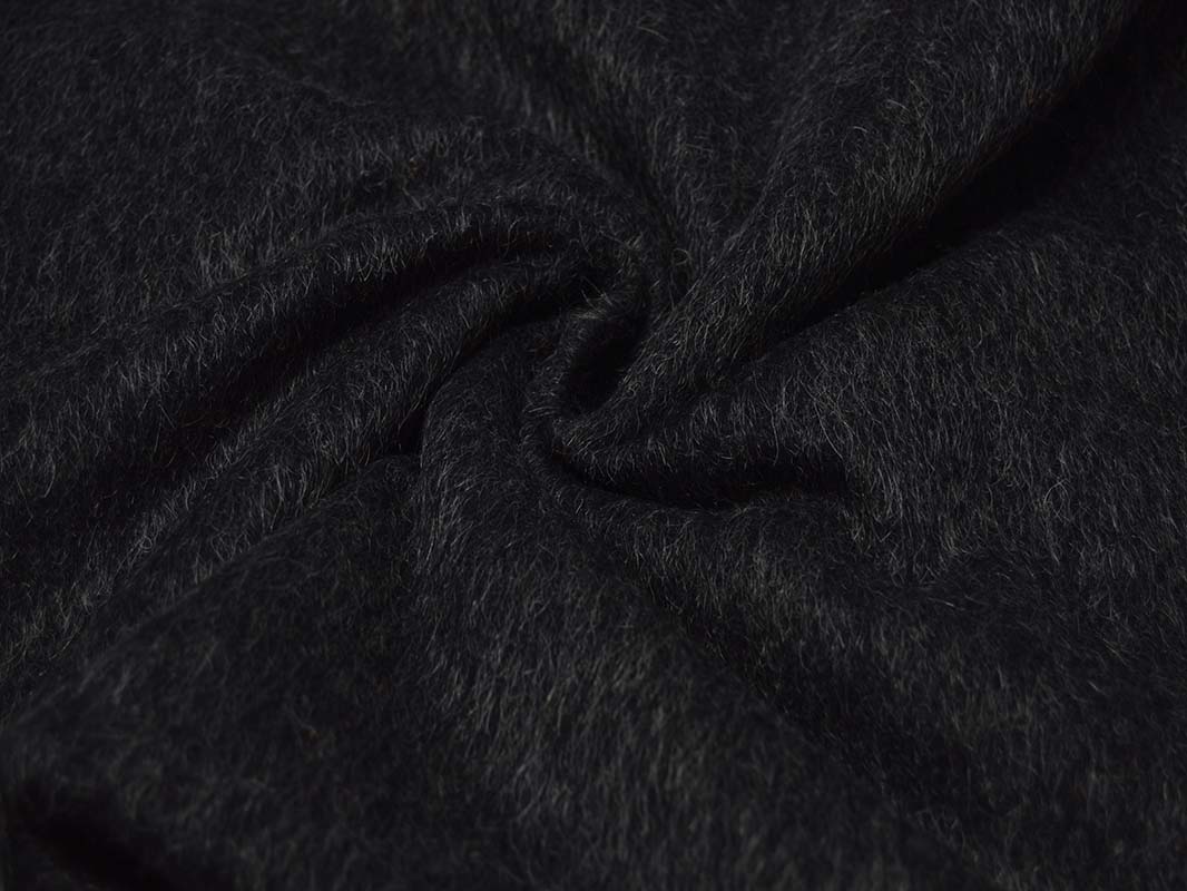 Пальтовая ткань черная с серым ворсом - фото 4