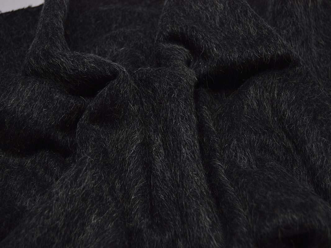 Пальтовая ткань черная с серым ворсом - фото 5