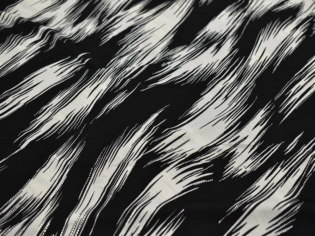 Трикотаж набивной  Черно-белый узор 00010 - фото 2