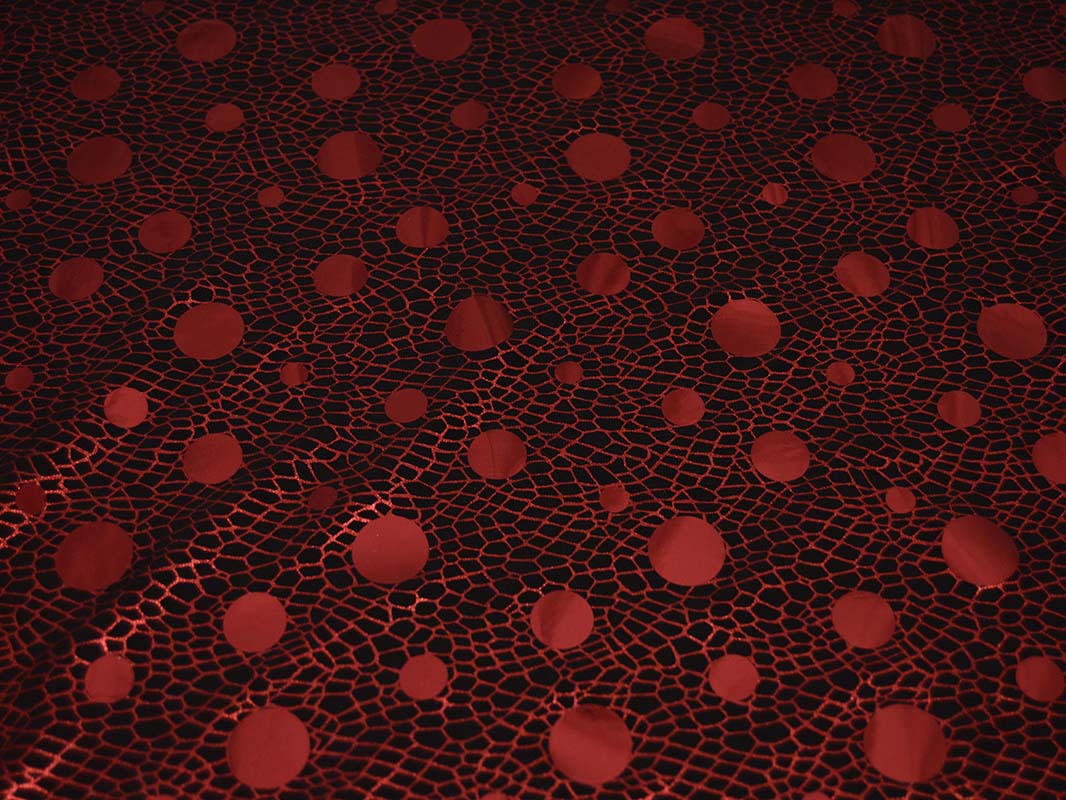 Трикотаж диско черный в красный горох 0053 - фото 5