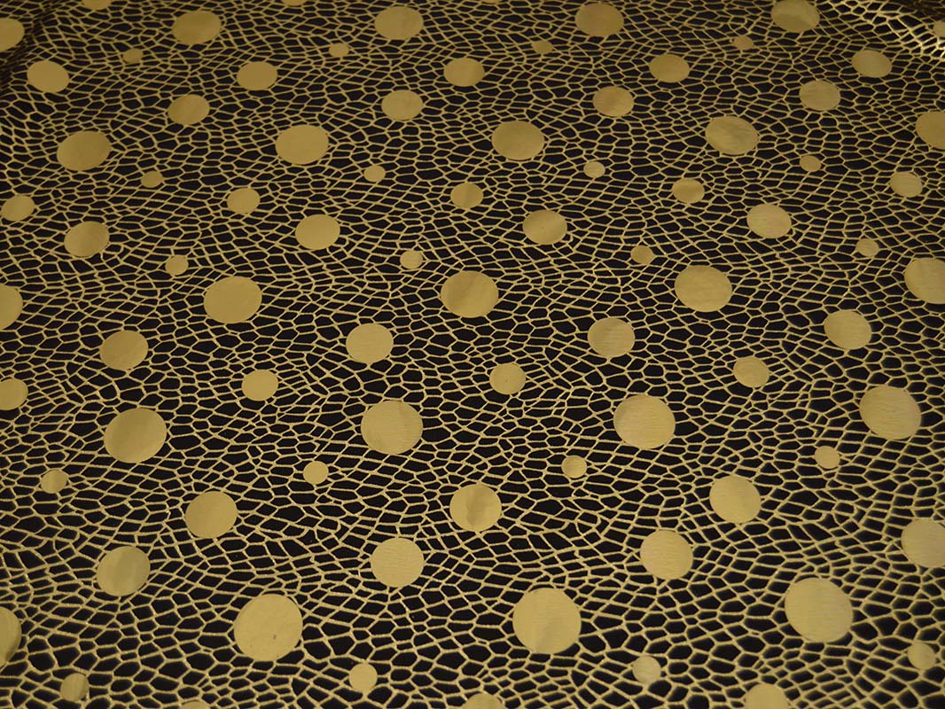 Трикотаж диско черный в золотой горох 0063 - фото 2