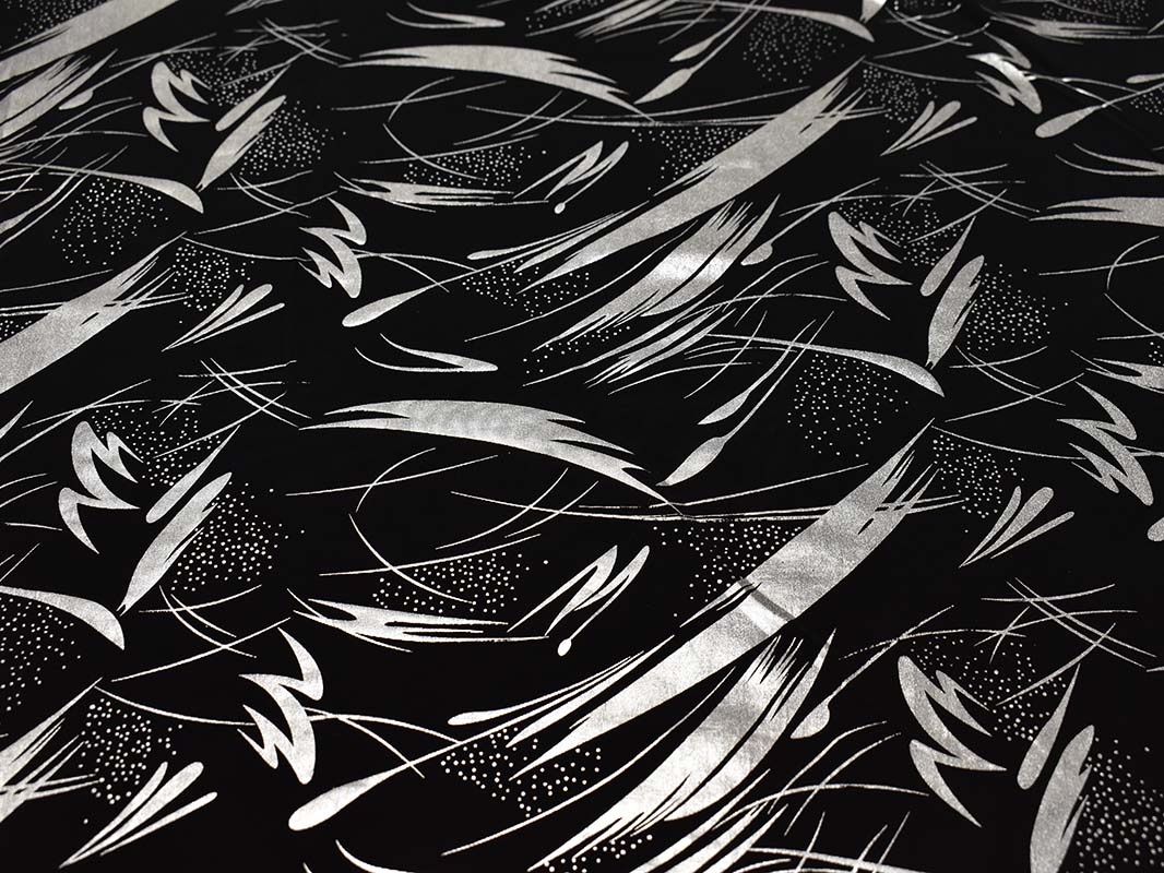 Трикотаж черный с серебристым рисунком 00036 - фото 2