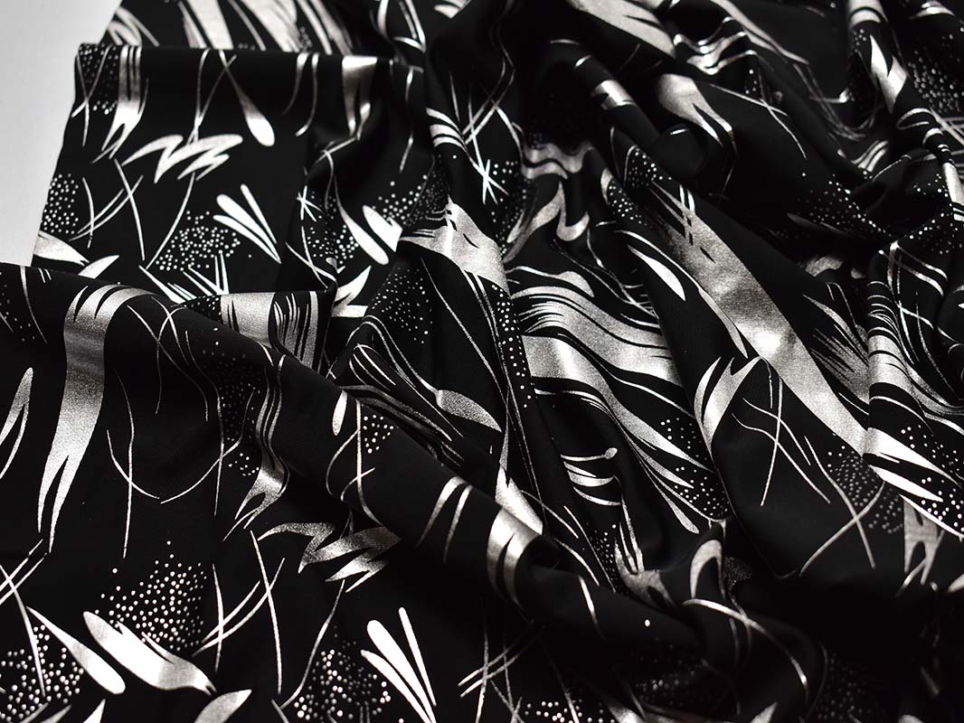 Трикотаж черный с серебристым рисунком 00036 - фото 5