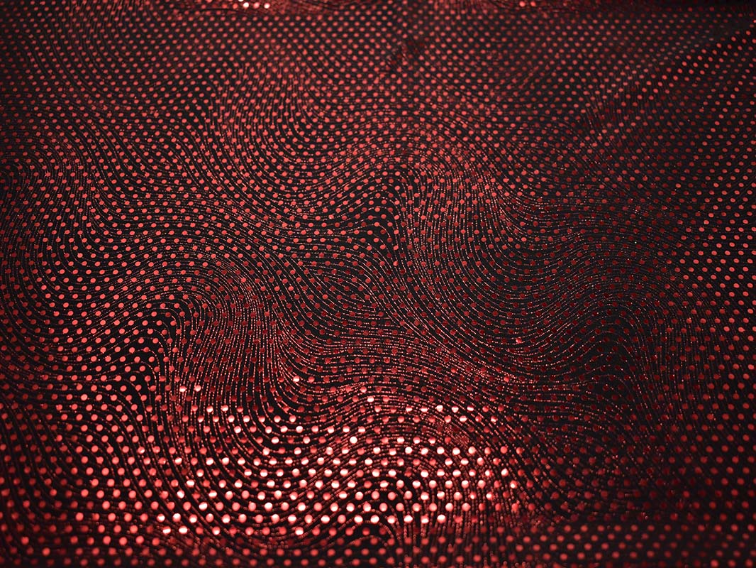 Трикотаж диско черный в красный горох 0116 - фото 2