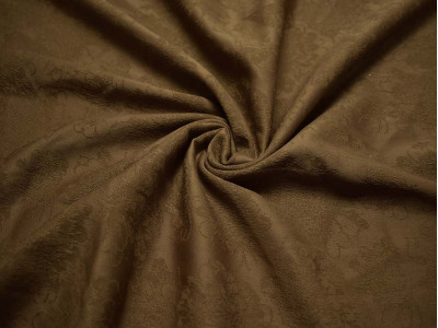 Жаккард коричневый с цветами 00043 - фото