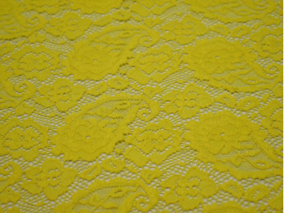 Гипюр стрейч желтый узор огурцы 00110 - фото