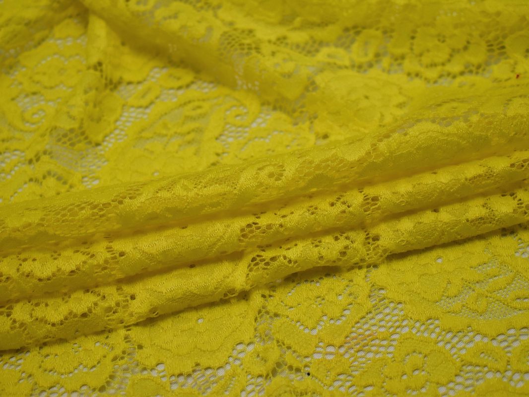 Гипюр стрейч желтый узор огурцы 00110 - фото 3