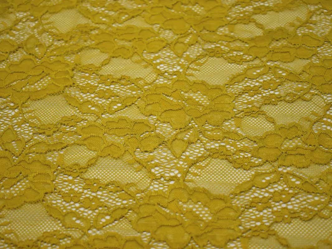 Гипюр стрейч темно-желтый 00133 - фото 1