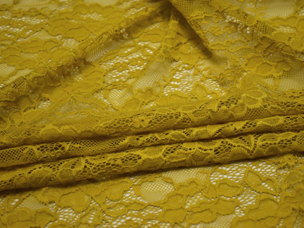 Гипюр стрейч темно-желтый 00133 - фото 3