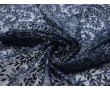 Сетка с вышивкой темно-синяя с листьями