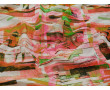 Плательная ткань розово-зеленая с абстрактным принтом