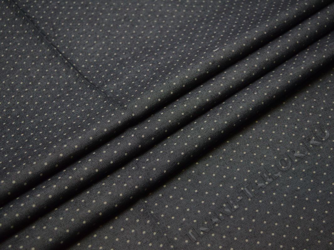 Джинсовая ткань темно-серая горошек - фото 3