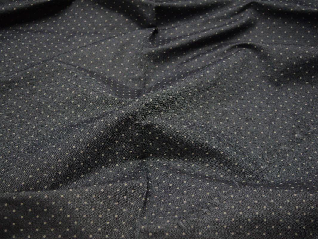 Джинсовая ткань темно-серая горошек - фото 5