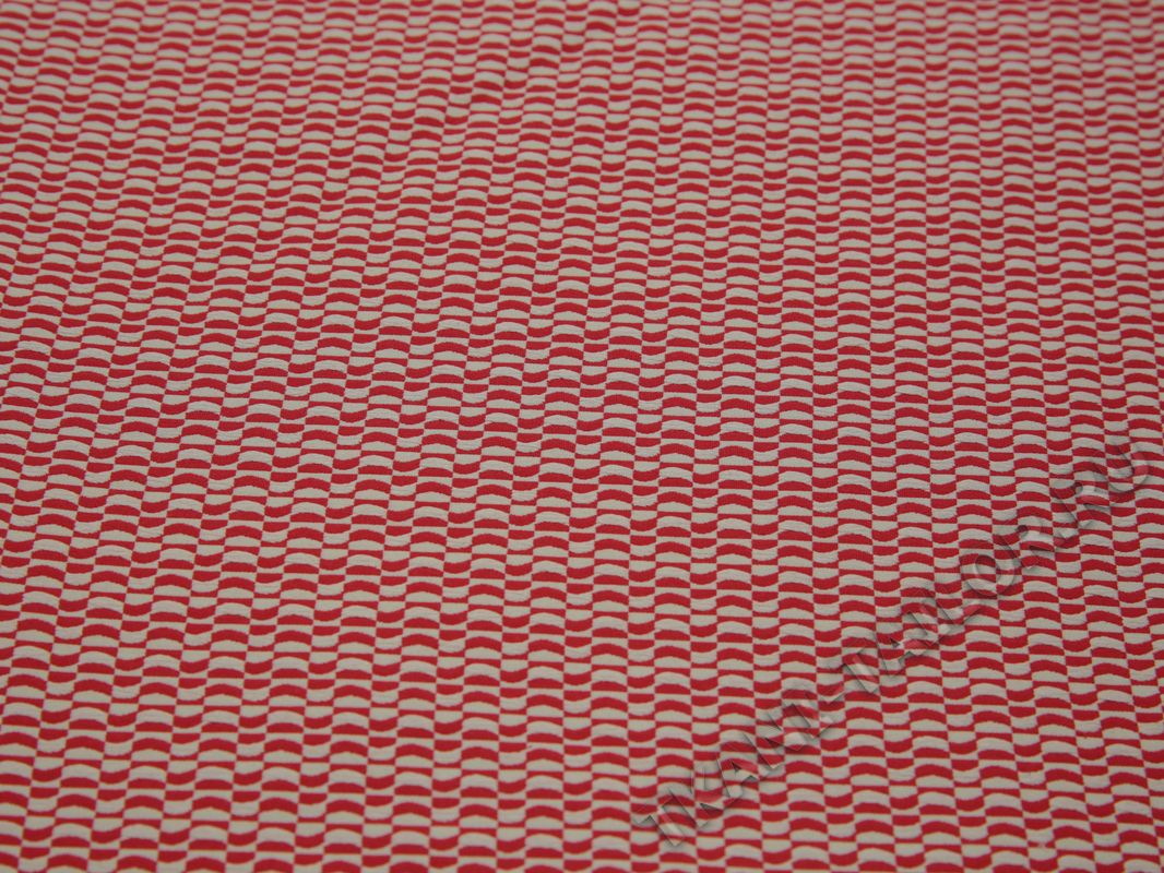 Костюмная ткань стрейч красно-белый принт - фото 2