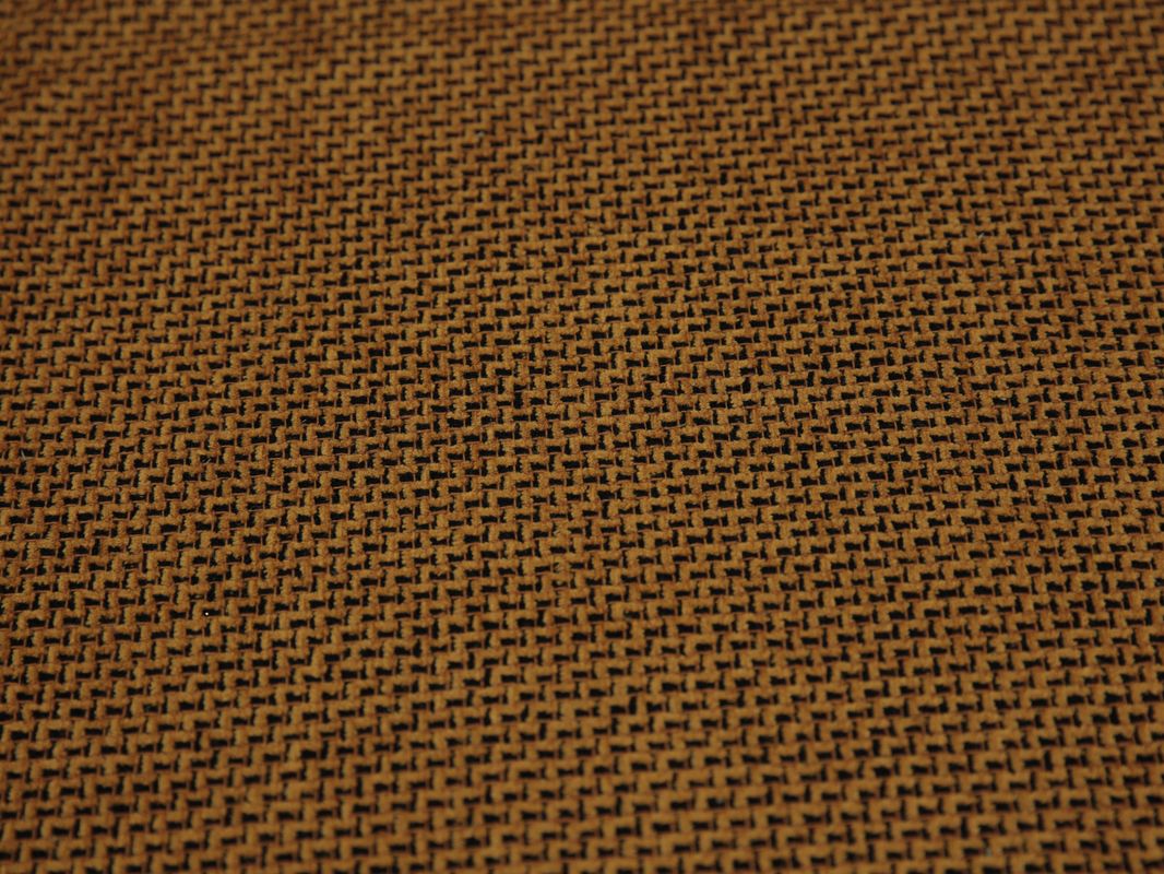 Костюмная ткань оранжевая с черным мелким принтом - фото 2