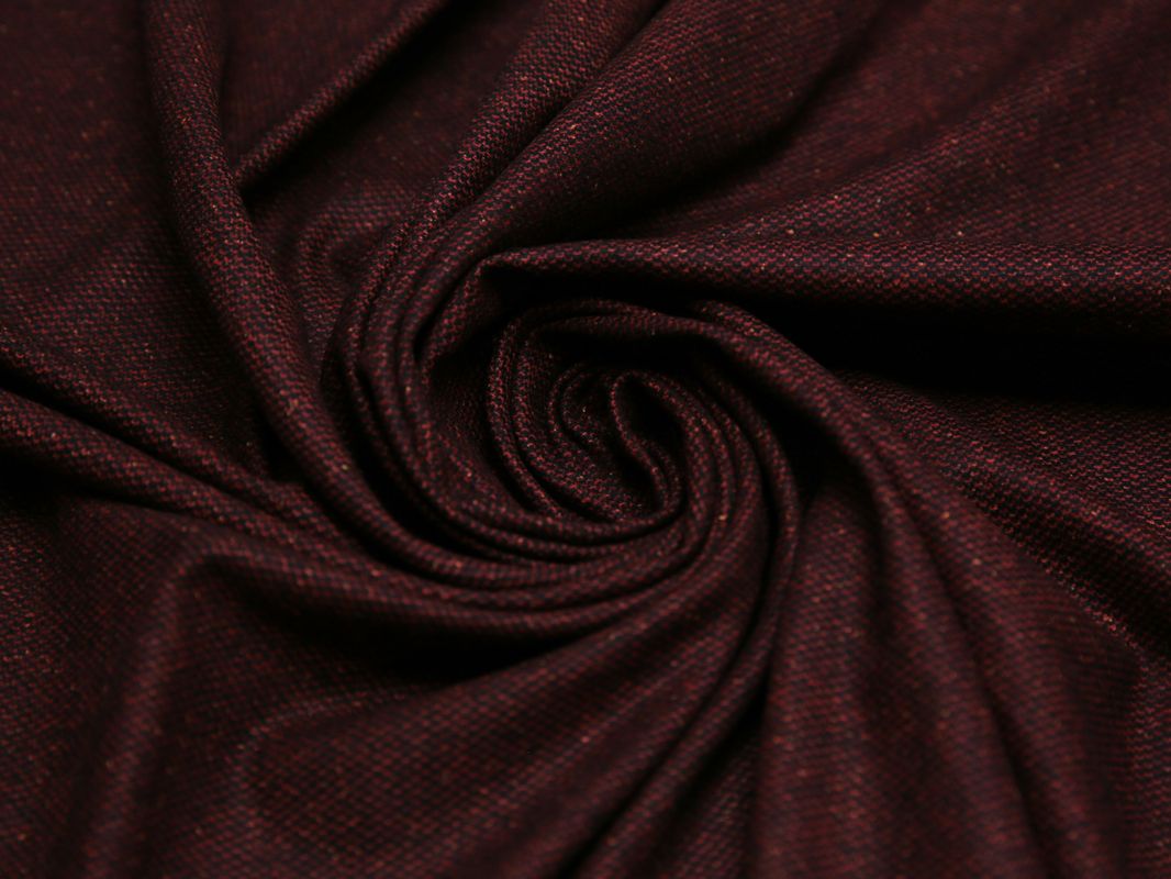Костюмная ткань черно-бордовый принт - фото 4