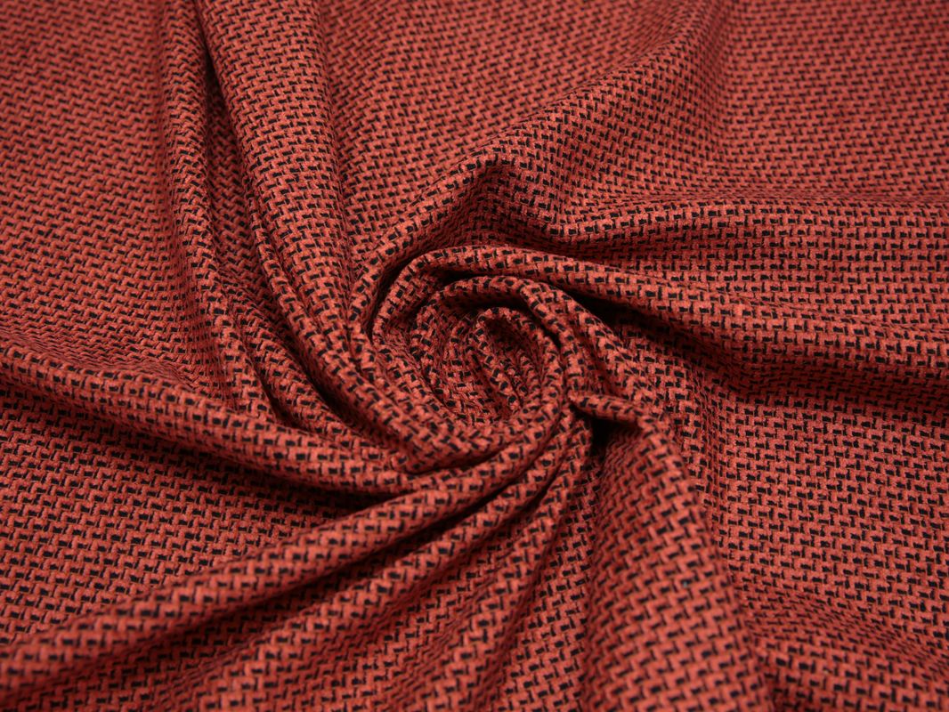 Костюмная ткань оранжевая черный принт - фото 4